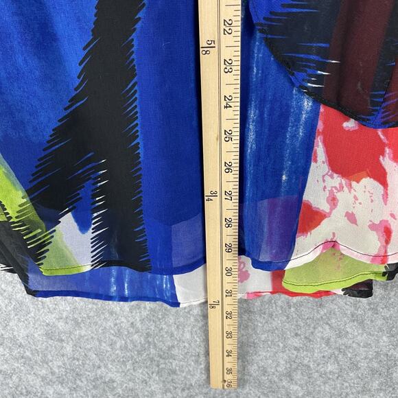 Ali Miles Tunic Top Womens 1X Abstract Layered Bell Sleeve Colorful Artsy Flowy - Picture 10 of 15
